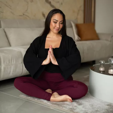 Linen Wrap Top Set - Black