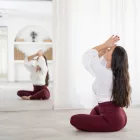 Yogasecrets magas derekú nadrág - burgundi vörös (L)