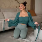 Linen Wrap Top - Emerald